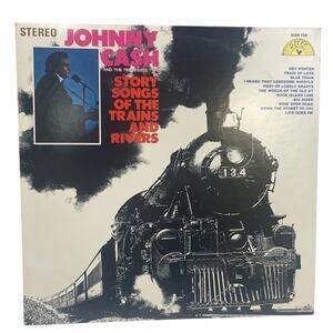 Vintage Johnny Cash and The Tennessee Two Trains Rivers Vinyl LP Record Album